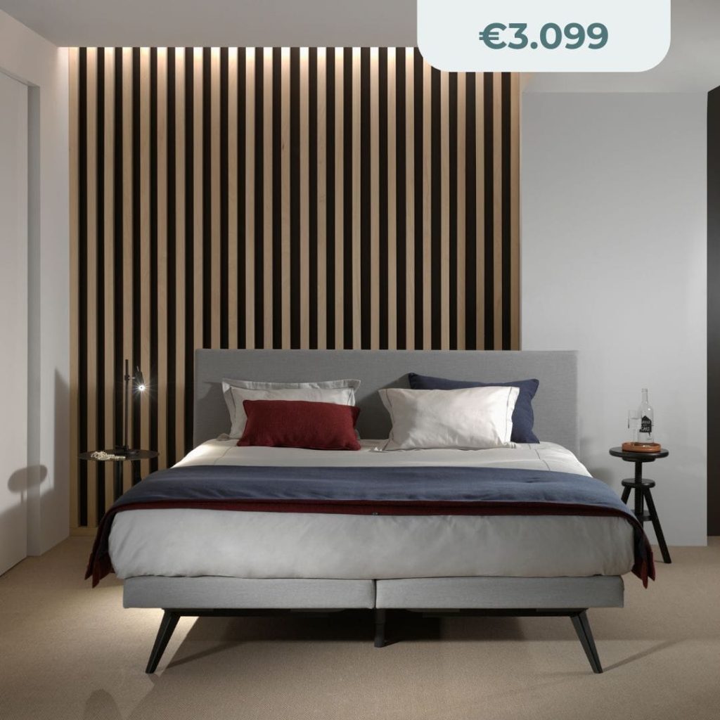 Actiepakket Nox Stretto boxspring inclusief matrassen, fijne boxspring met hoge poten in stof naar keuze.